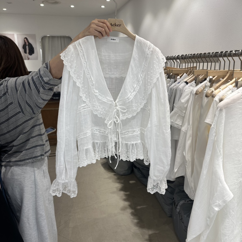 ACKER韓國東大門直郵女士新款熱賣職業26春夏休閑襯衫蕾絲衫ACKER襯衫/蕾絲衫圖色1