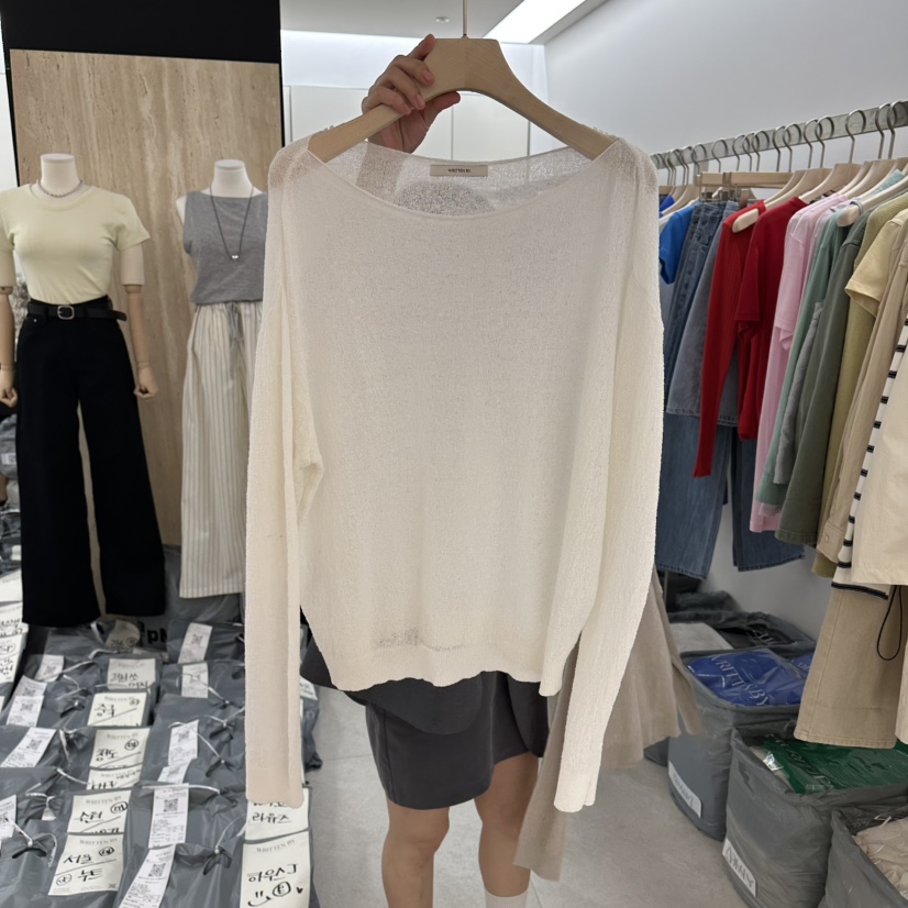 WRITTEN BY韓國東大門代購女裝新品職業26春夏針織衫亞麻針織WRITTEN BY針織衫圖色1