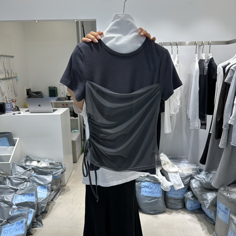 RICH SISTER韓國直郵女士新品推薦熱賣休閑人氣T恤假兩件RICH SISTERT恤圖色2