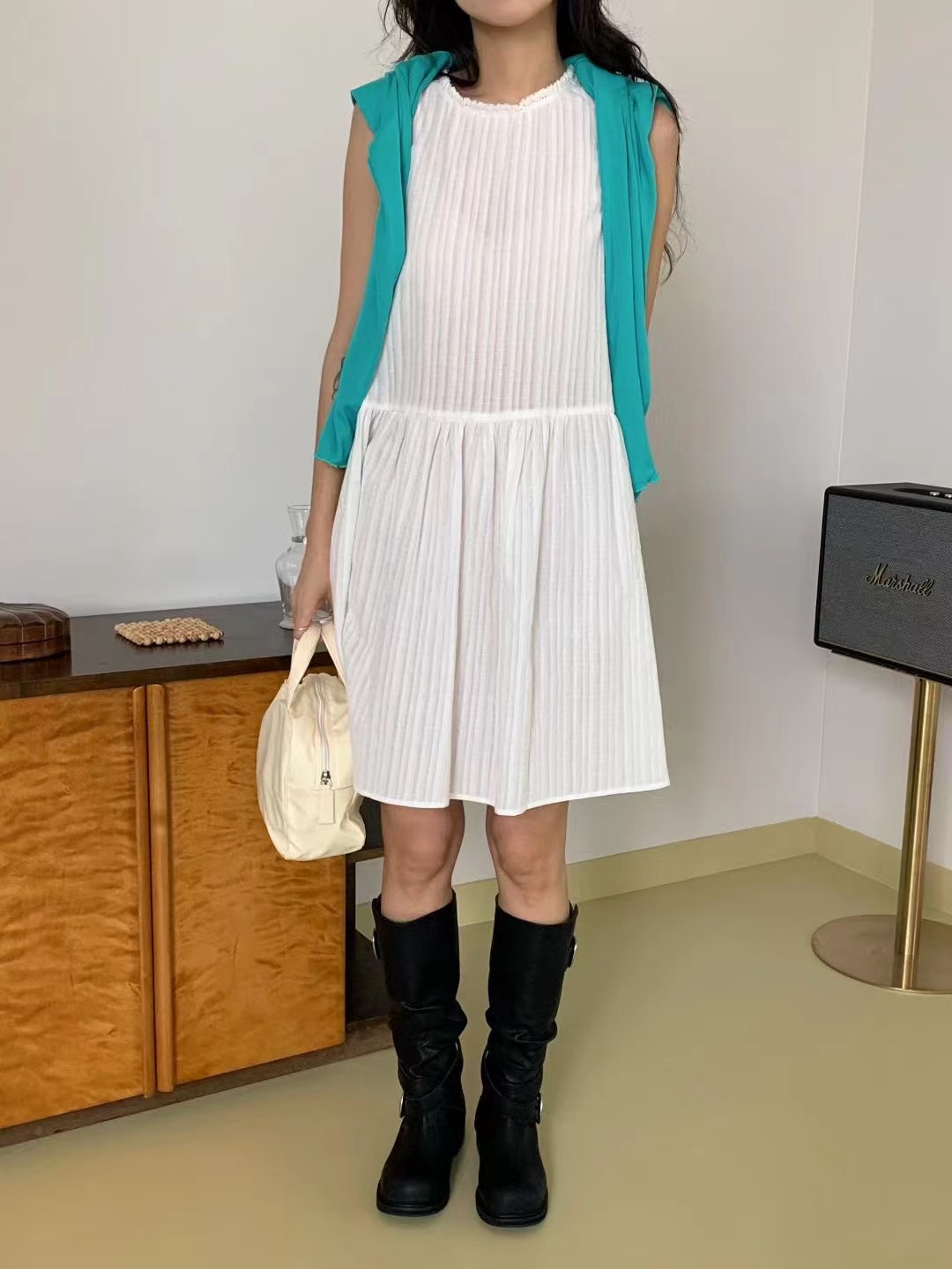 BEAGLE韓國代購女士新品休閑推薦時尚職業連衣裙蕾絲雙面BEAGLE連衣裙