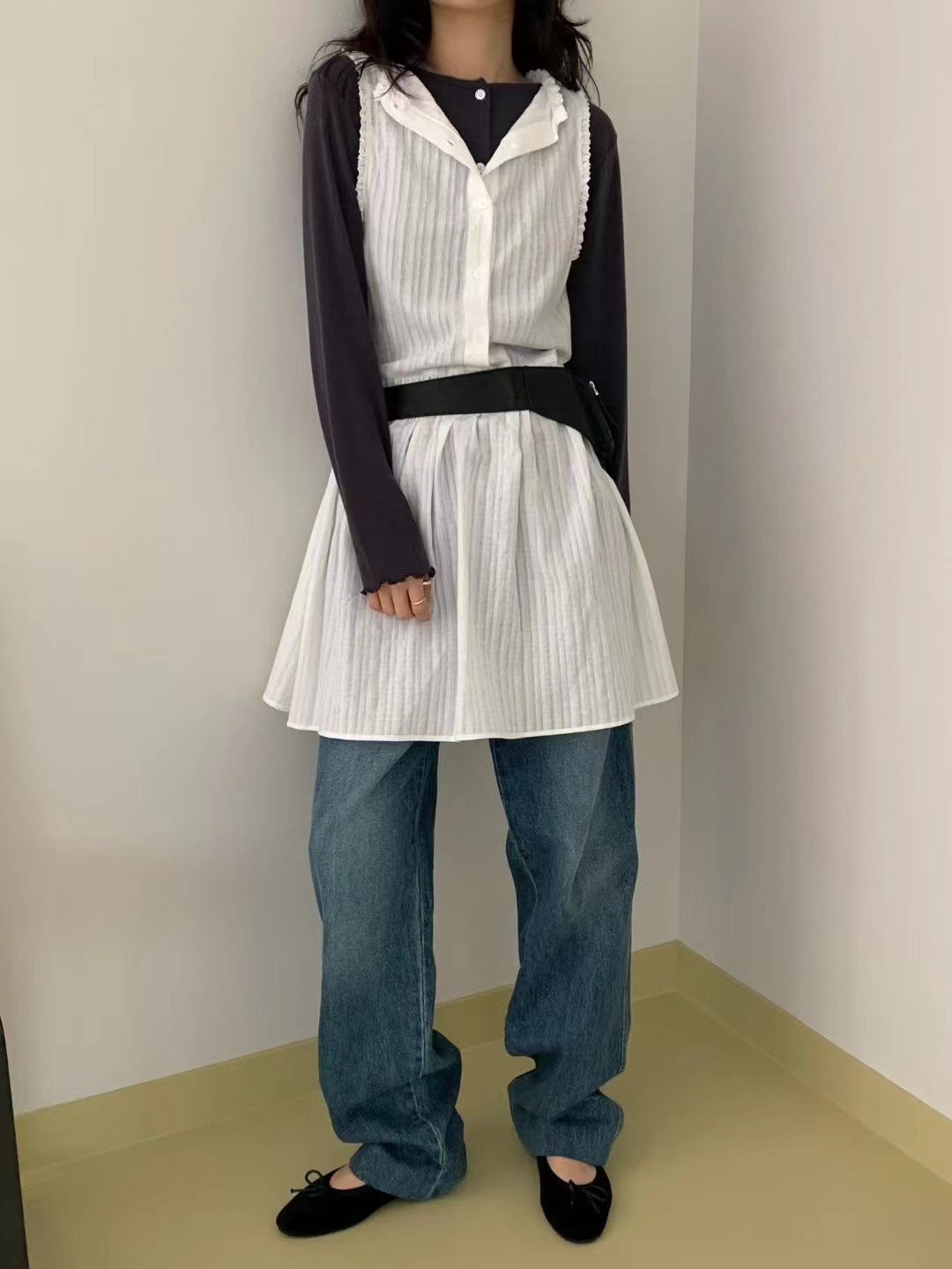 BEAGLE韓國代購女士新品休閑推薦時尚職業連衣裙蕾絲雙面BEAGLE連衣裙