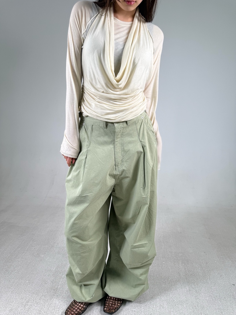 SHIRRING韓國東大門直郵女裝新款推薦26春夏長袖T恤插肩袖透視SHIRRING長袖T恤