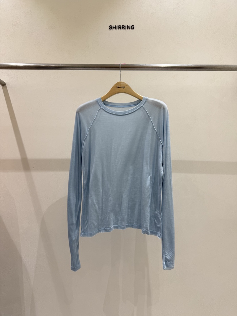 SHIRRING韓國東大門直郵女裝新款推薦26春夏長袖T恤插肩袖透視SHIRRING長袖T恤圖色1