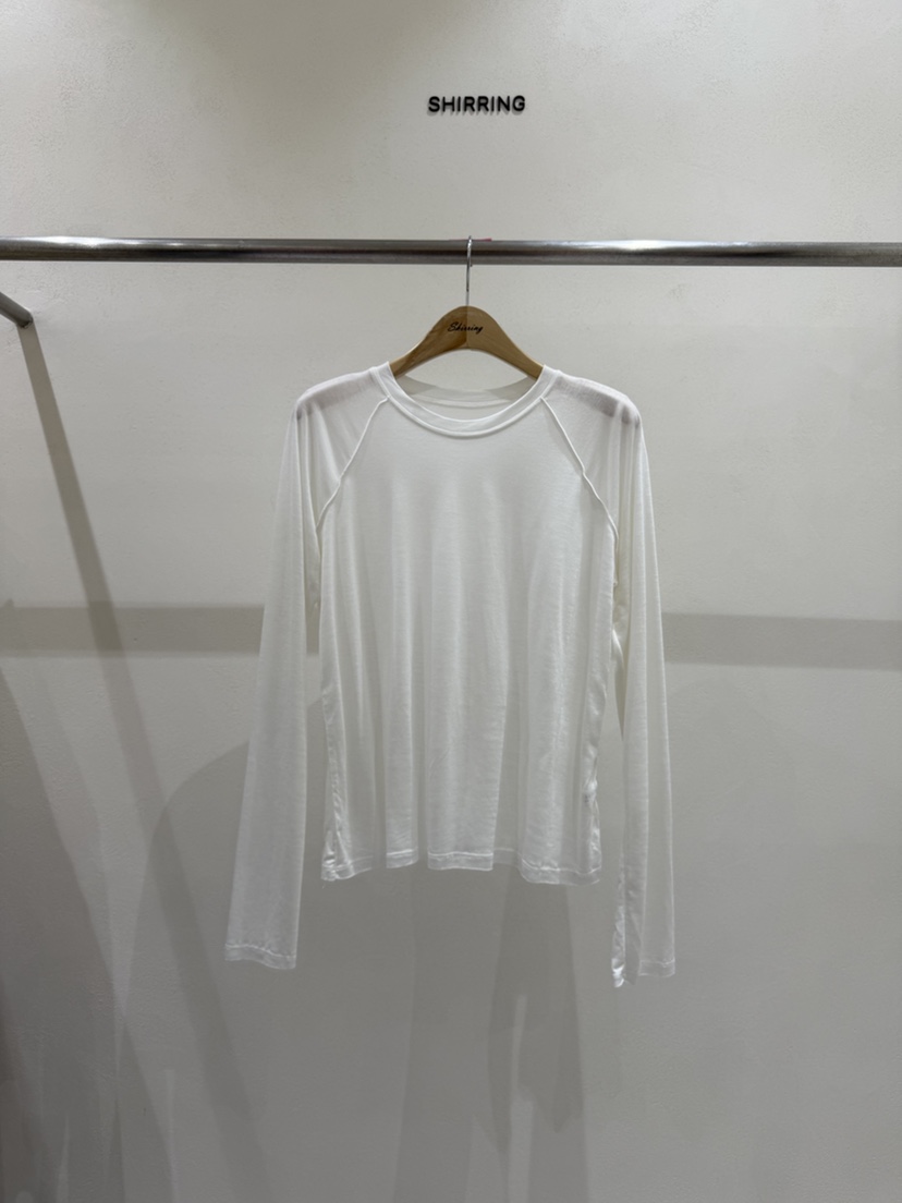 SHIRRING韓國東大門直郵女裝新款推薦26春夏長袖T恤插肩袖透視SHIRRING長袖T恤圖色2