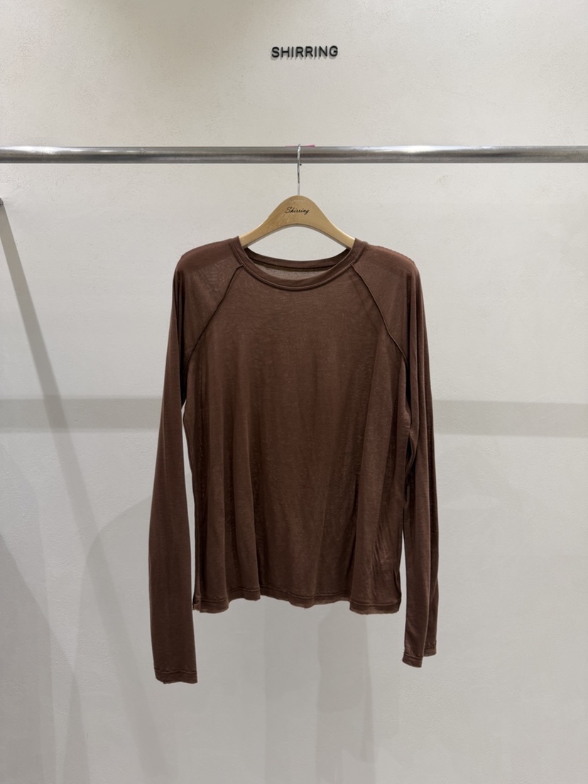 SHIRRING韓國東大門直郵女裝新款推薦26春夏長袖T恤插肩袖透視SHIRRING長袖T恤圖色3