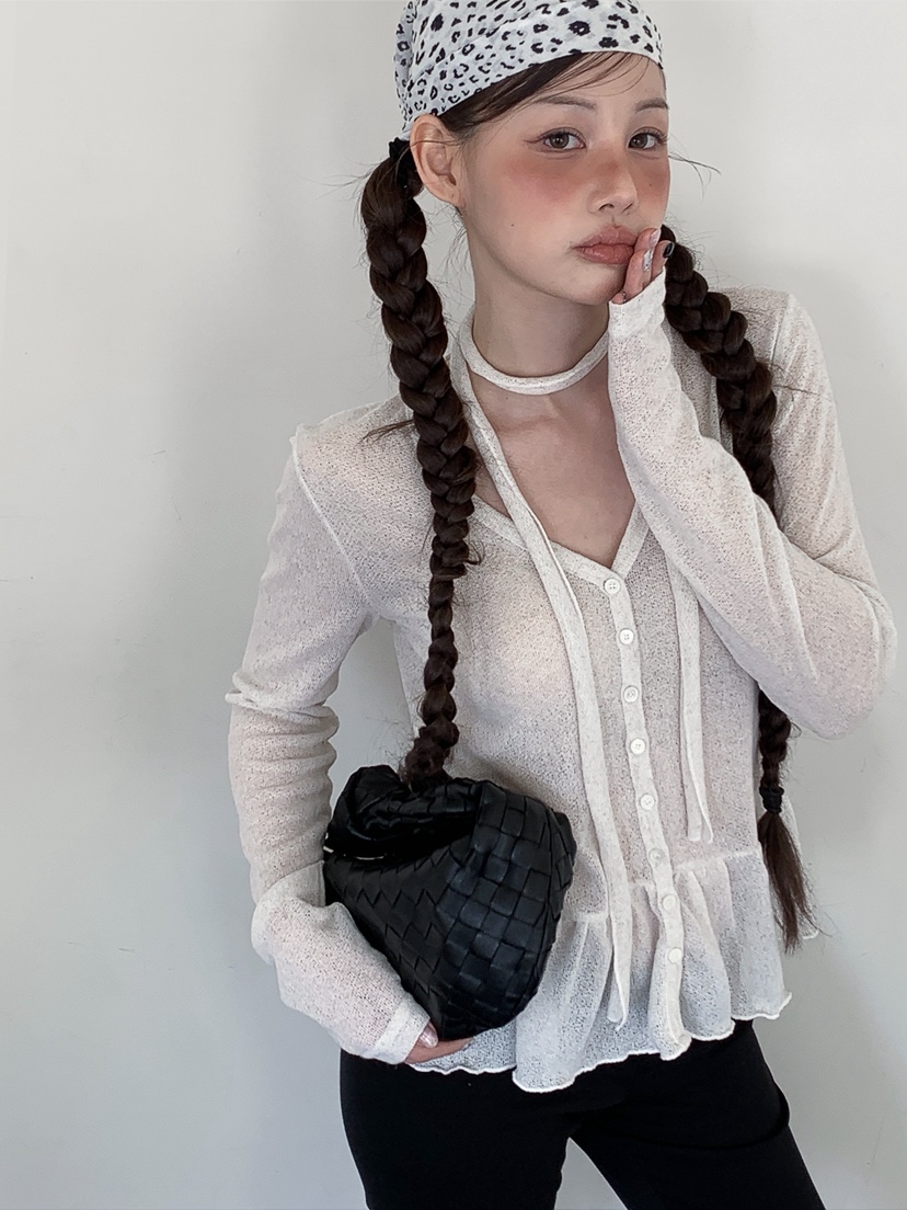 I MFACT韓國代購女士新品推薦26春夏職業針織衫褶皺開衫I MFACT針織衫