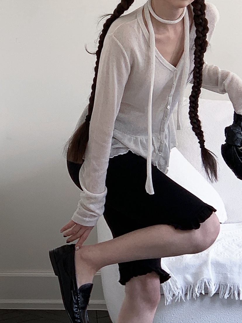 I MFACT韓國代購女士新品推薦26春夏職業針織衫褶皺開衫I MFACT針織衫