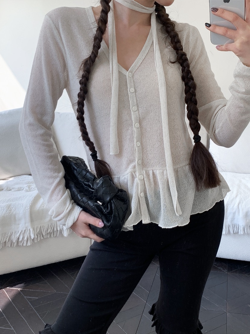 I MFACT韓國代購女士新品推薦26春夏職業針織衫褶皺開衫I MFACT針織衫