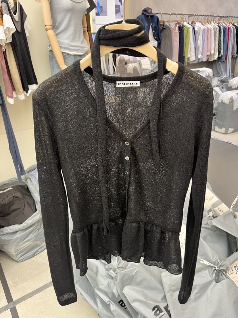 I MFACT韓國代購女士新品推薦26春夏職業針織衫褶皺開衫I MFACT針織衫圖色2