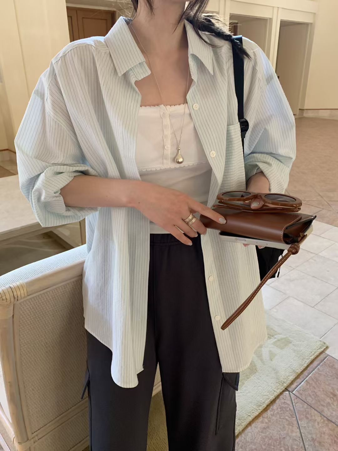 MELLOUNGE-멜라운지-T韓國直郵實拍女士新品時尚襯衫蕾絲衫MELLOUNGE-2件起襯衫/蕾絲衫圖色2