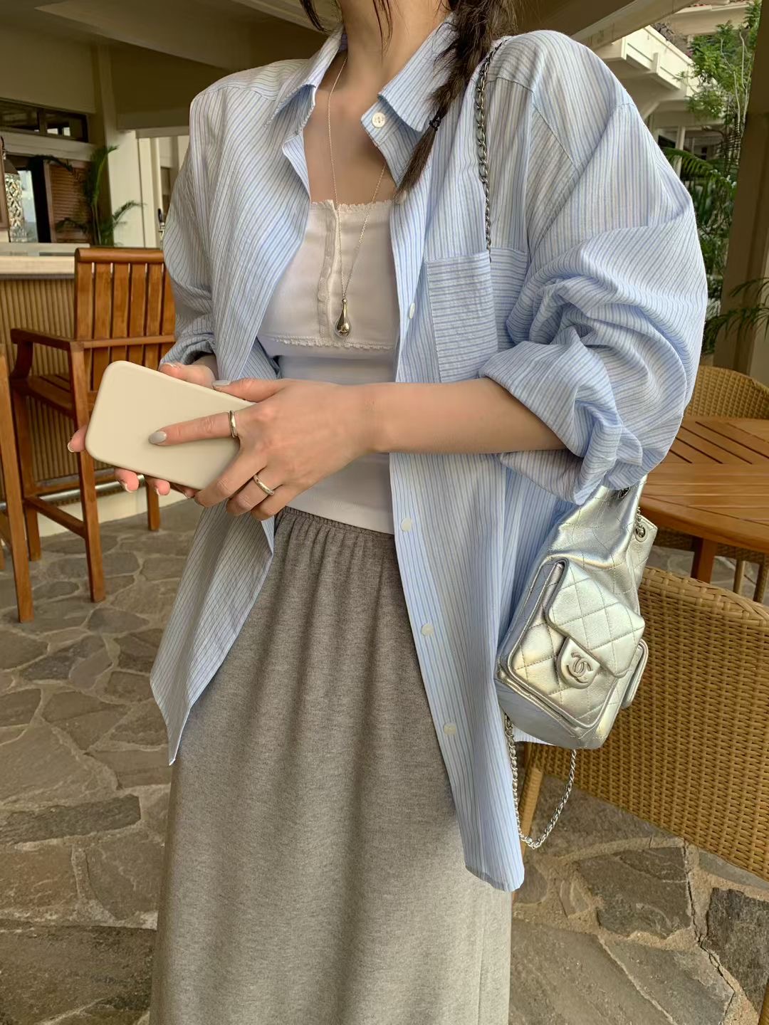 MELLOUNGE-멜라운지-T韓國直郵實拍女士新品時尚襯衫蕾絲衫MELLOUNGE-2件起襯衫/蕾絲衫圖色3