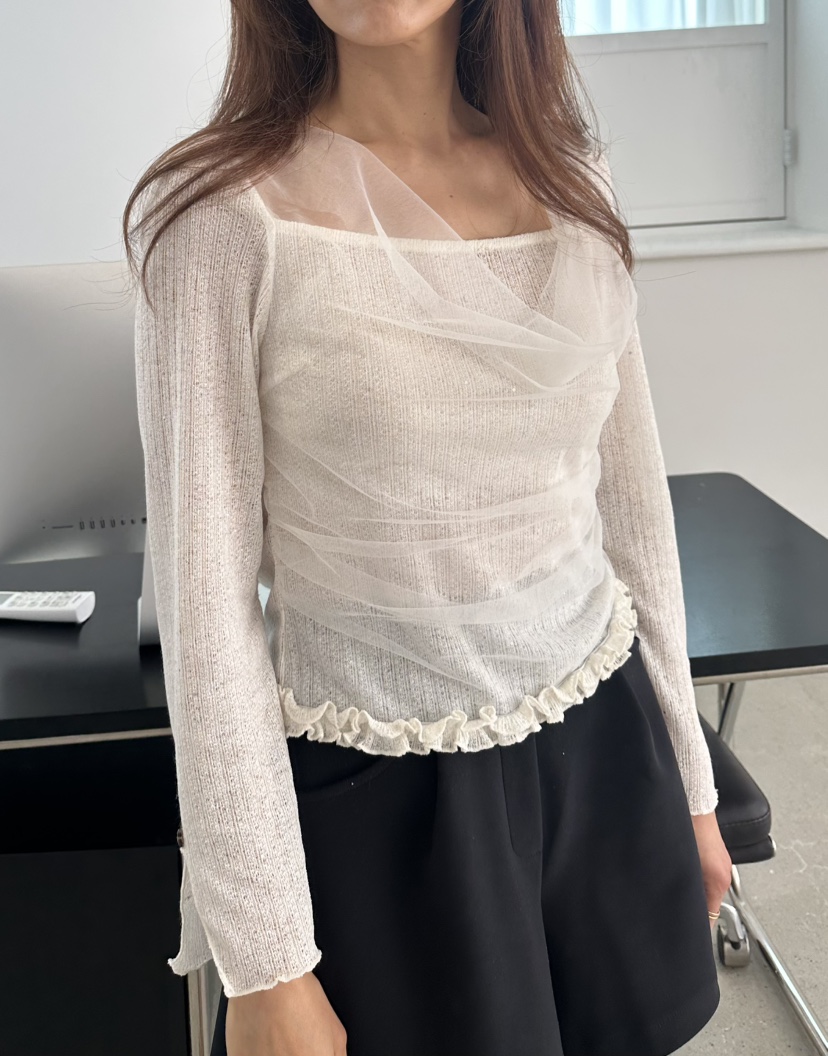 CLASSY-O韓國東大門代購女裝新品熱賣26春夏長袖T恤雪紡CLASSY-O長袖T恤