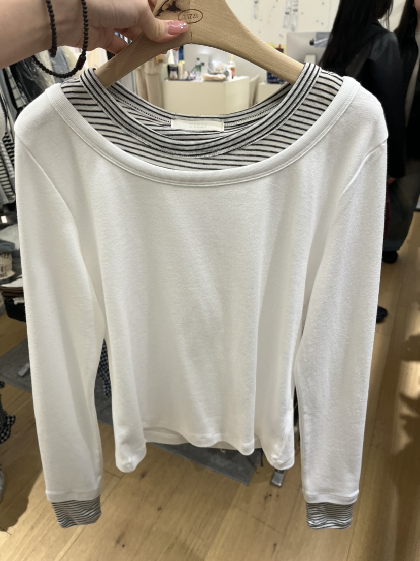 TIZZI韓國直郵女裝新款26春夏時尚熱賣職業長袖T恤假兩件TIZZI長袖T恤圖色4