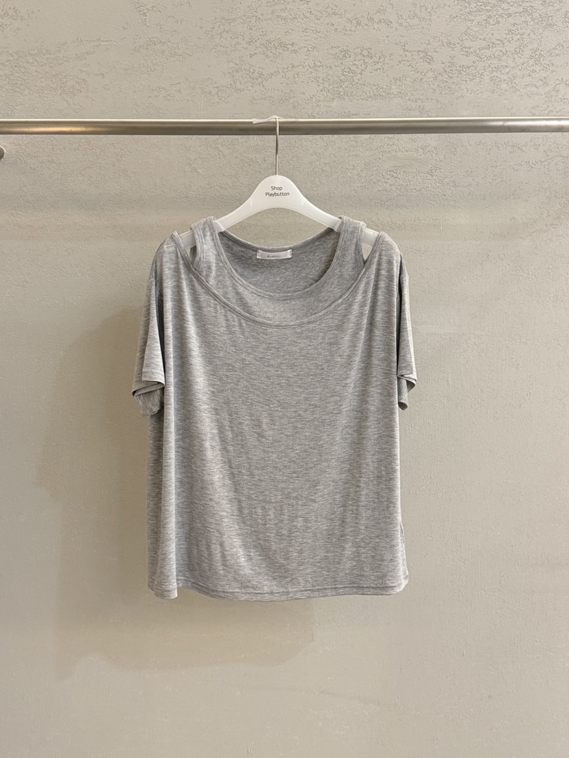 PLAYBUTTON-P韓國東大門直郵女士新品時尚職業T恤假兩件PLAYBUTTONT恤圖色1