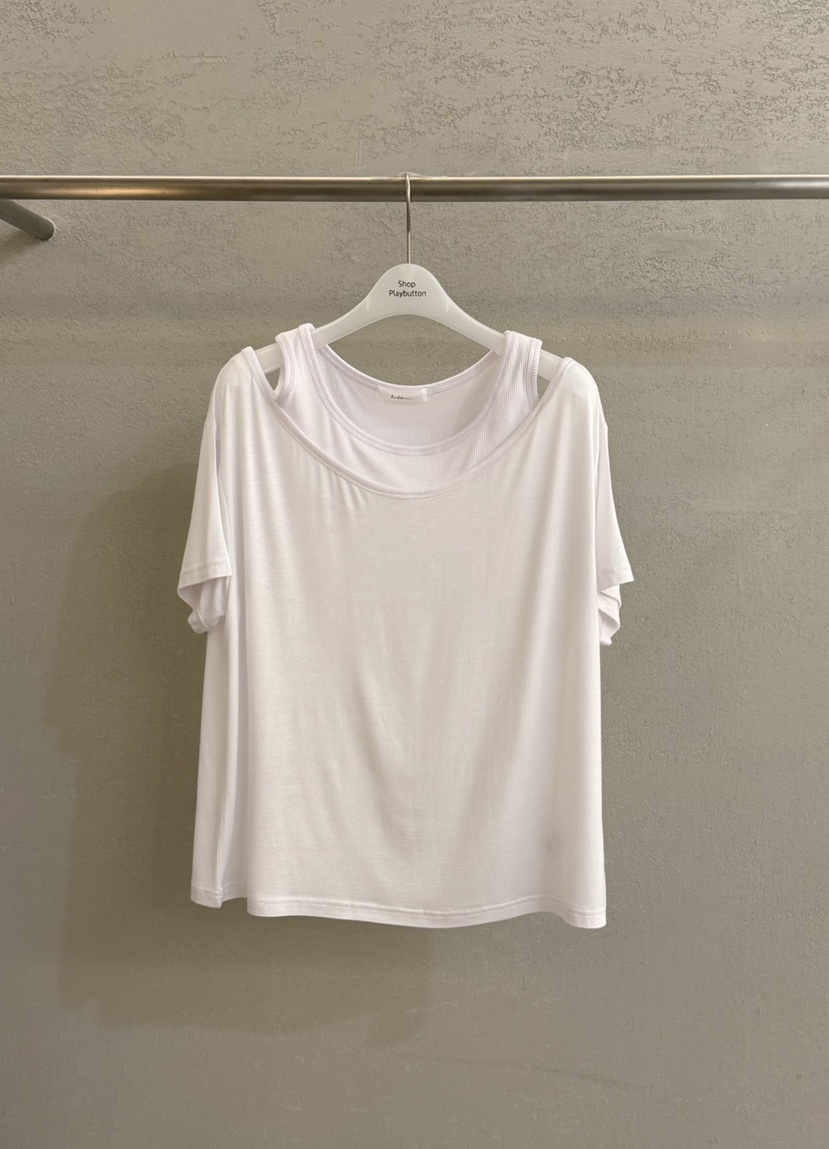 PLAYBUTTON-P韓國東大門直郵女士新品時尚職業T恤假兩件PLAYBUTTONT恤圖色2