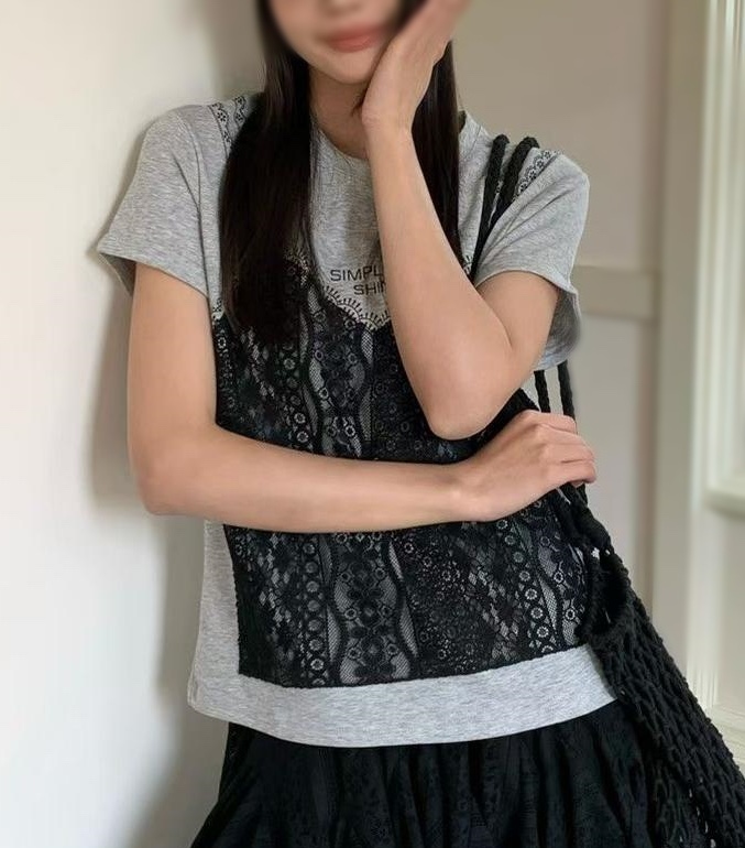 OLA韓國東大門代購女士新款職業時尚休閑熱賣26春夏T恤假兩件mellor/OLAT恤