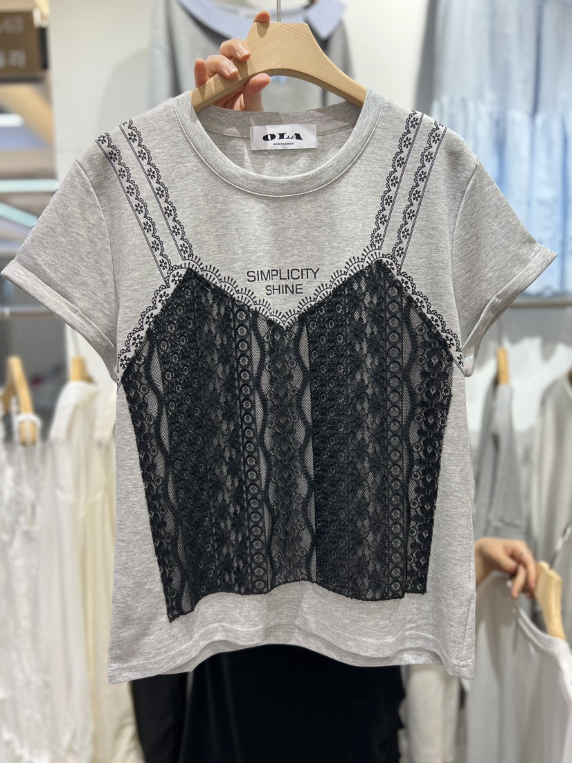 OLA韓國東大門代購女士新款職業時尚休閑熱賣26春夏T恤假兩件mellor/OLAT恤圖色2