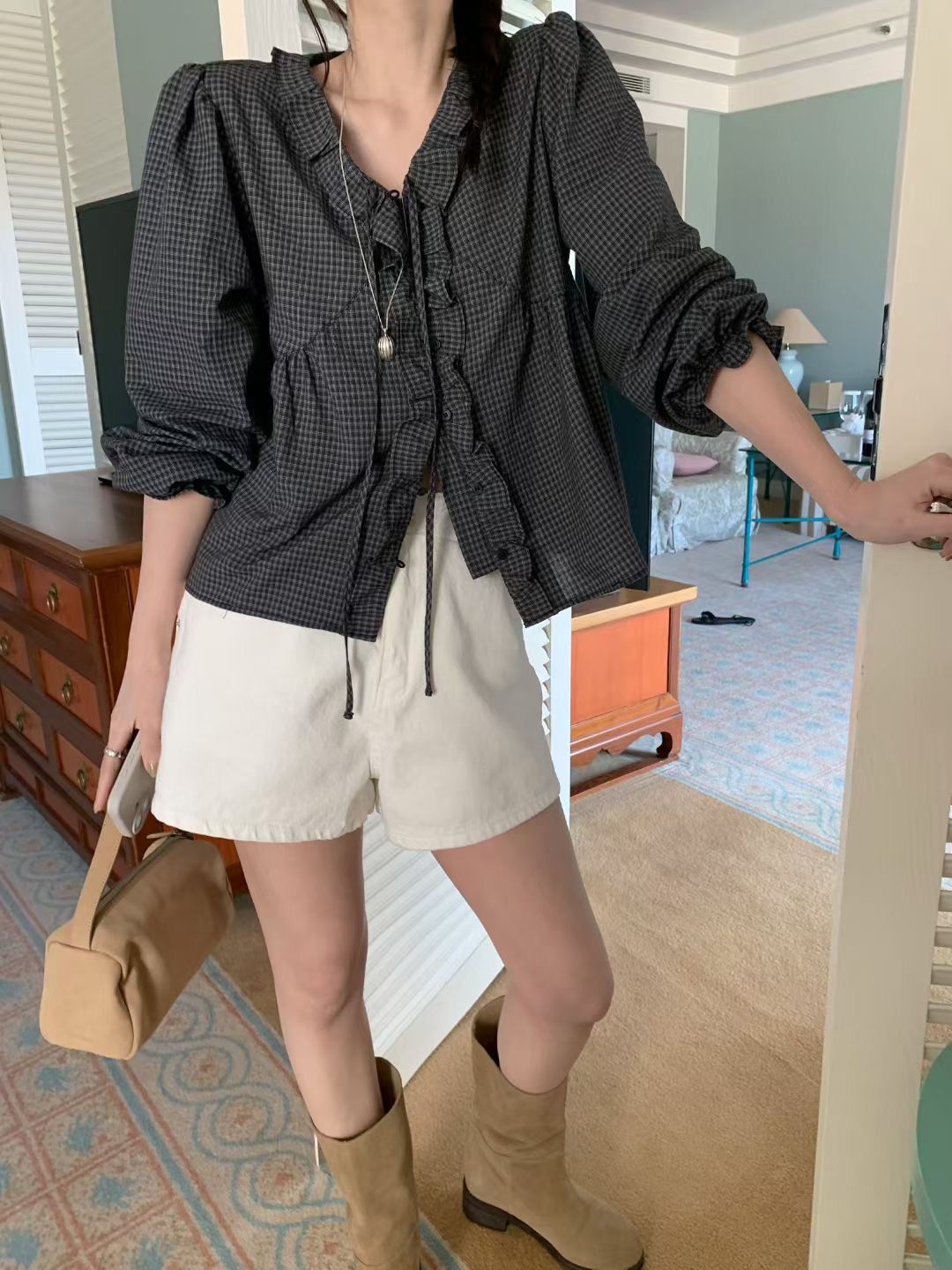 MELLOUNGE-멜라운지-T韓國東大門直郵女士新品人氣襯衫蕾絲衫MELLOUNGE-2件起襯衫/蕾絲衫圖色3