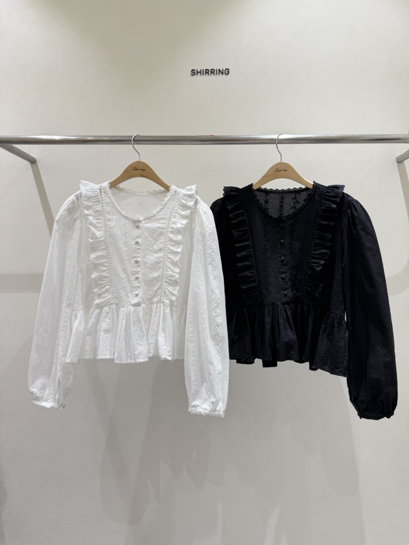 SHIRRING韓國東大門直郵女裝新品休閑職業推薦襯衫蕾絲衫SHIRRING襯衫/蕾絲衫