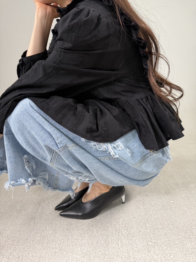 SHIRRING韓國東大門直郵女裝新品休閑職業推薦襯衫蕾絲衫SHIRRING襯衫/蕾絲衫