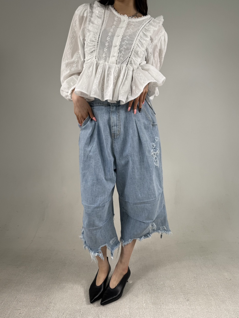 SHIRRING韓國東大門直郵女裝新品休閑職業推薦襯衫蕾絲衫SHIRRING襯衫/蕾絲衫