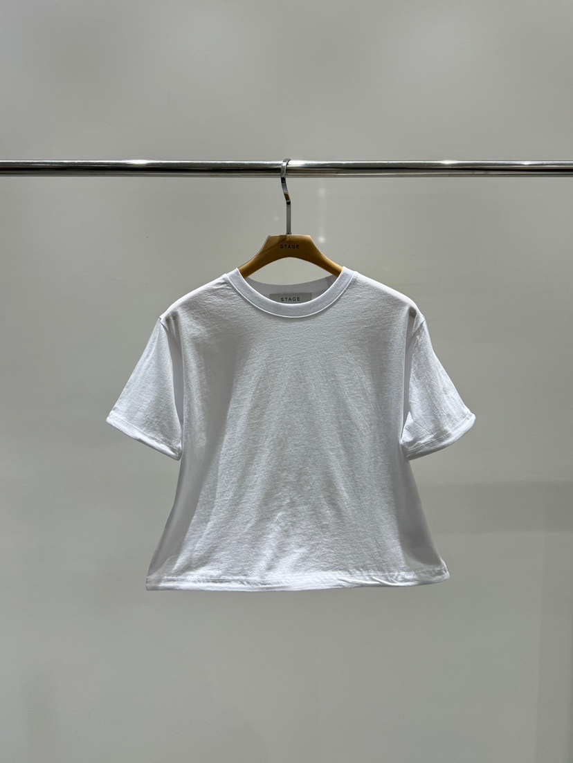 STAGE韓國直郵女裝新款26春夏時尚人氣職業熱賣T恤金屬絲STAGET恤圖色1