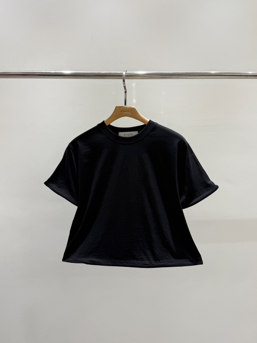 STAGE韓國直郵女裝新款26春夏時尚人氣職業熱賣T恤金屬絲STAGET恤圖色2