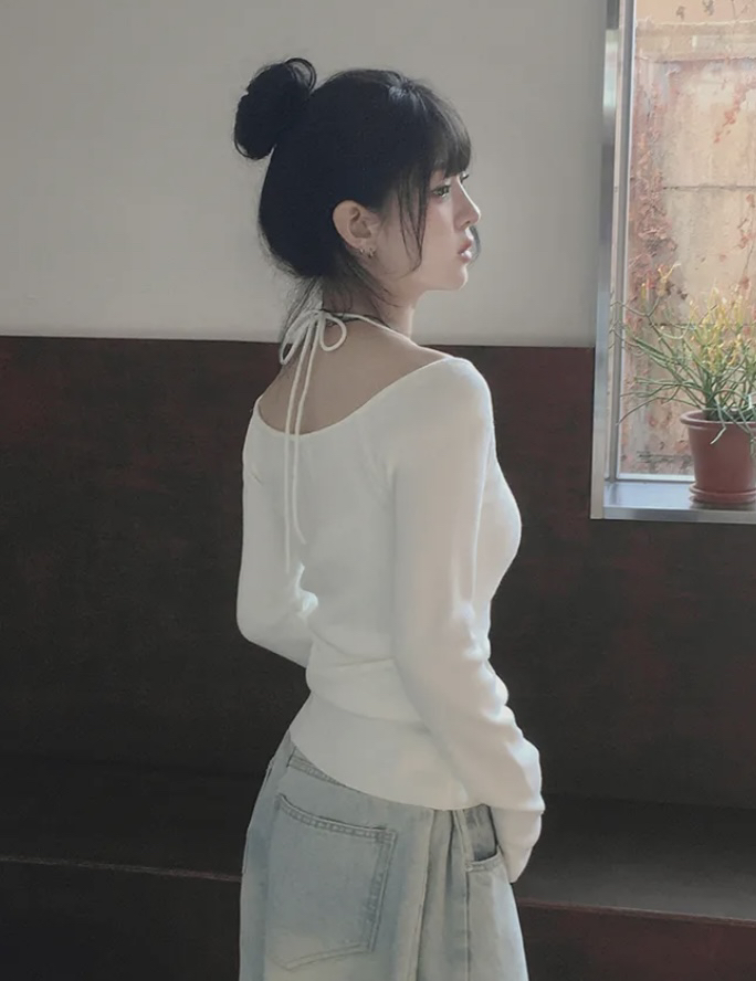 BLACK NOTE韓國直郵實拍女士新款休閑熱賣時尚針織衫露肩BLACK NOTE針織衫