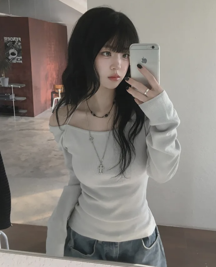 BLACK NOTE韓國直郵實拍女士新款休閑熱賣時尚針織衫露肩BLACK NOTE針織衫