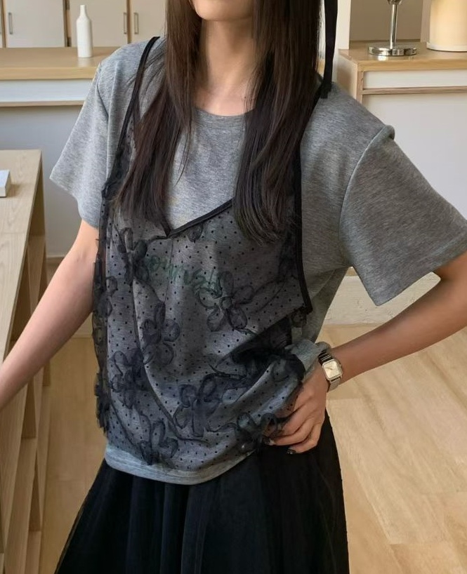 OLA韓國直郵女士新品時尚人氣休閑推薦職業26春夏T恤假兩件mellor/OLAT恤