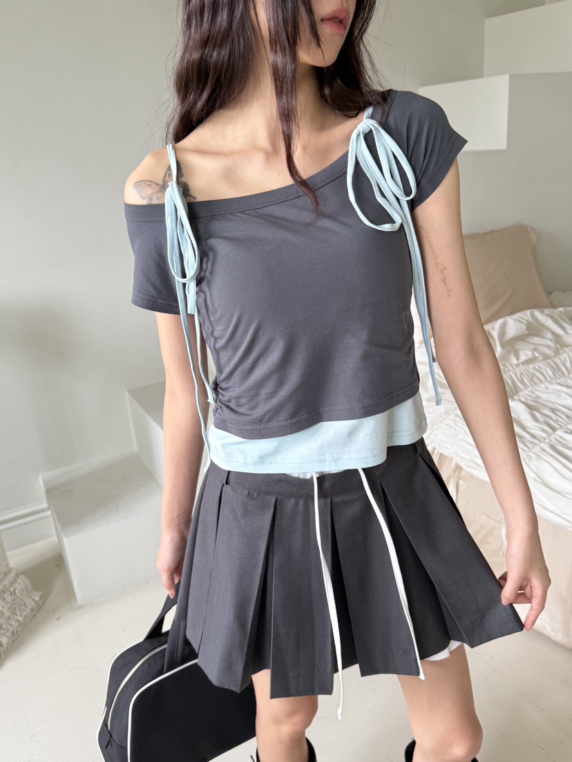 MARKE-P韓國東大門代購女裝新品職業26春夏T恤不對稱假兩件MARKE-PT恤