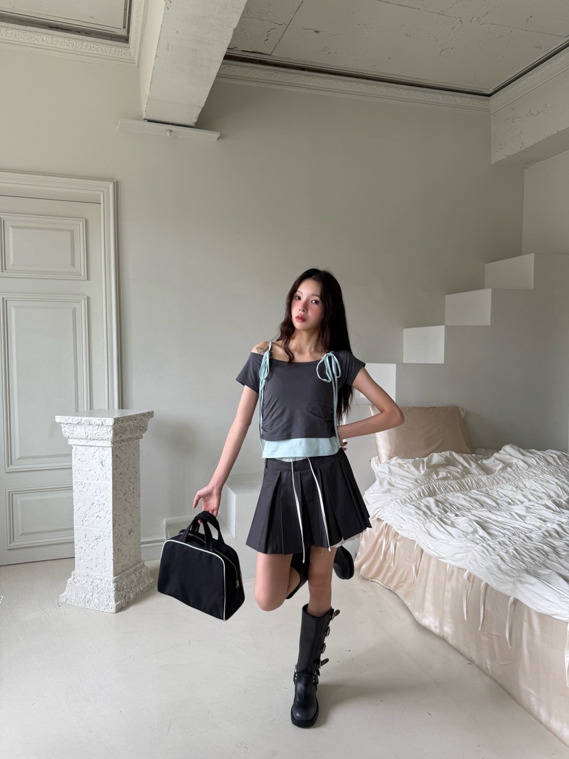 MARKE-P韓國東大門代購女裝新品職業26春夏T恤不對稱假兩件MARKE-PT恤