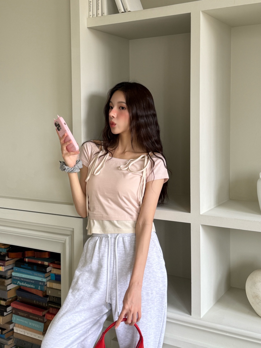 MARKE-P韓國東大門代購女裝新品職業26春夏T恤不對稱假兩件MARKE-PT恤