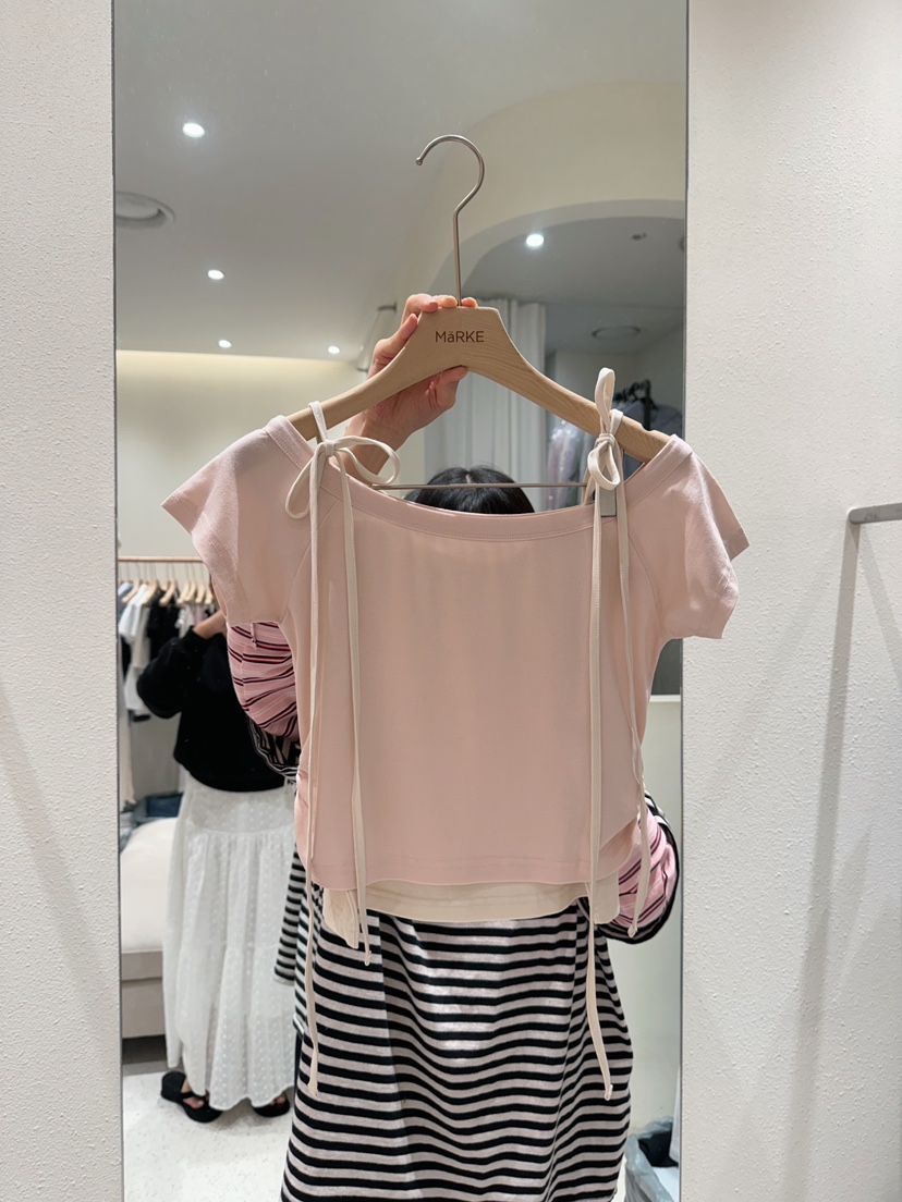 MARKE-P韓國東大門代購女裝新品職業26春夏T恤不對稱假兩件MARKE-PT恤圖色1