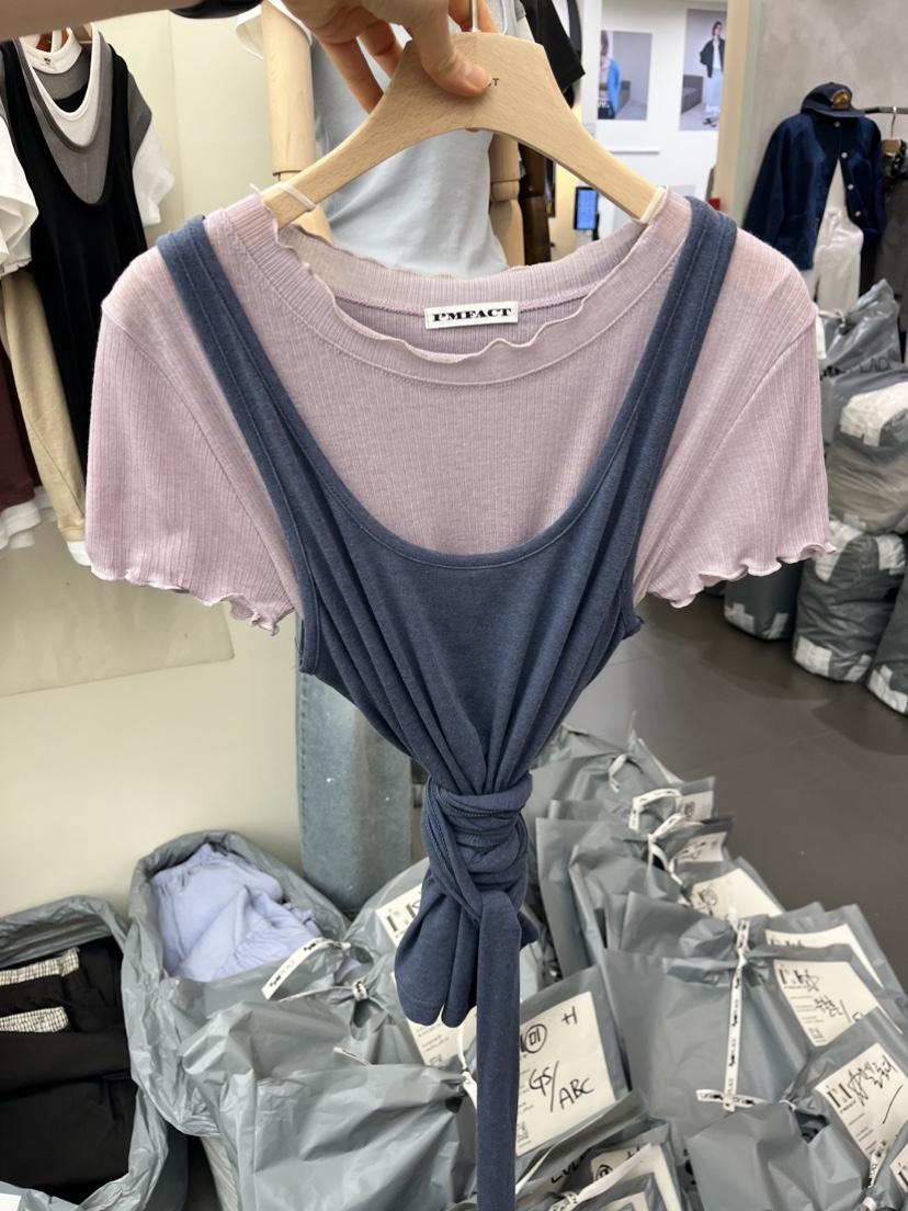 I MFACT韓國直郵實拍女裝新款休閑熱賣職業T恤不含腰包羅紋I MFACTT恤