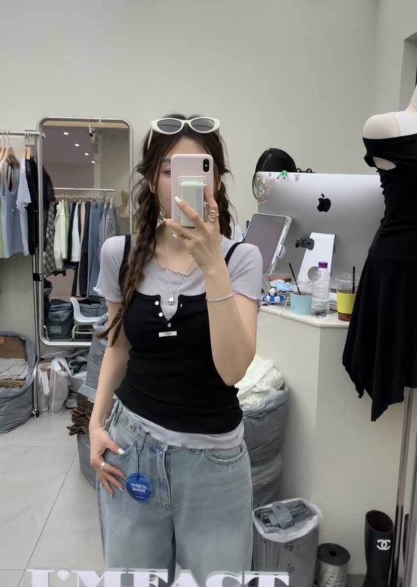 I MFACT韓國直郵實拍女裝新款休閑熱賣職業T恤不含腰包羅紋I MFACTT恤