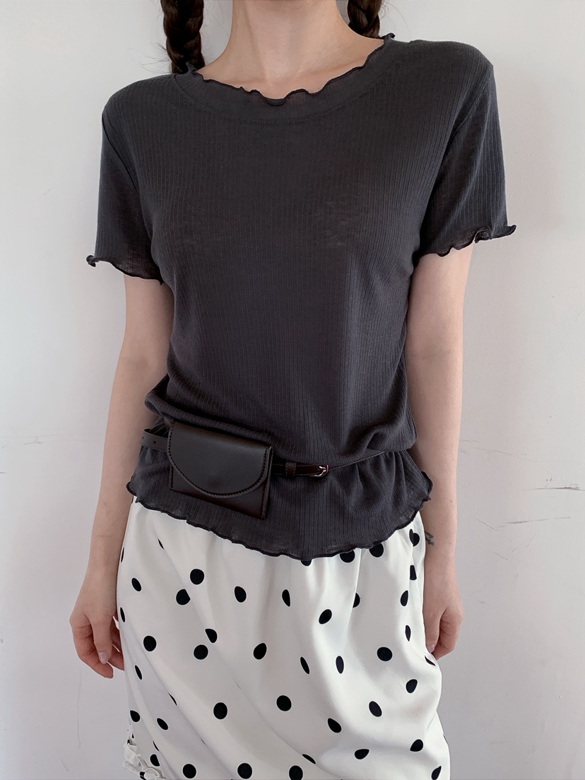 I MFACT韓國直郵實拍女裝新款休閑熱賣職業T恤不含腰包羅紋I MFACTT恤圖色3