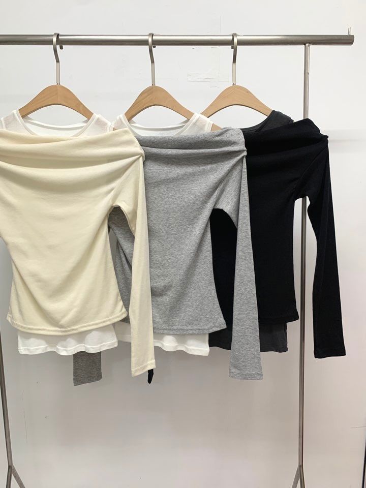 LIVE FOREVER韓國直郵實拍女士新款時尚推薦職業長袖T恤LIVE FOR_EVER長袖T恤