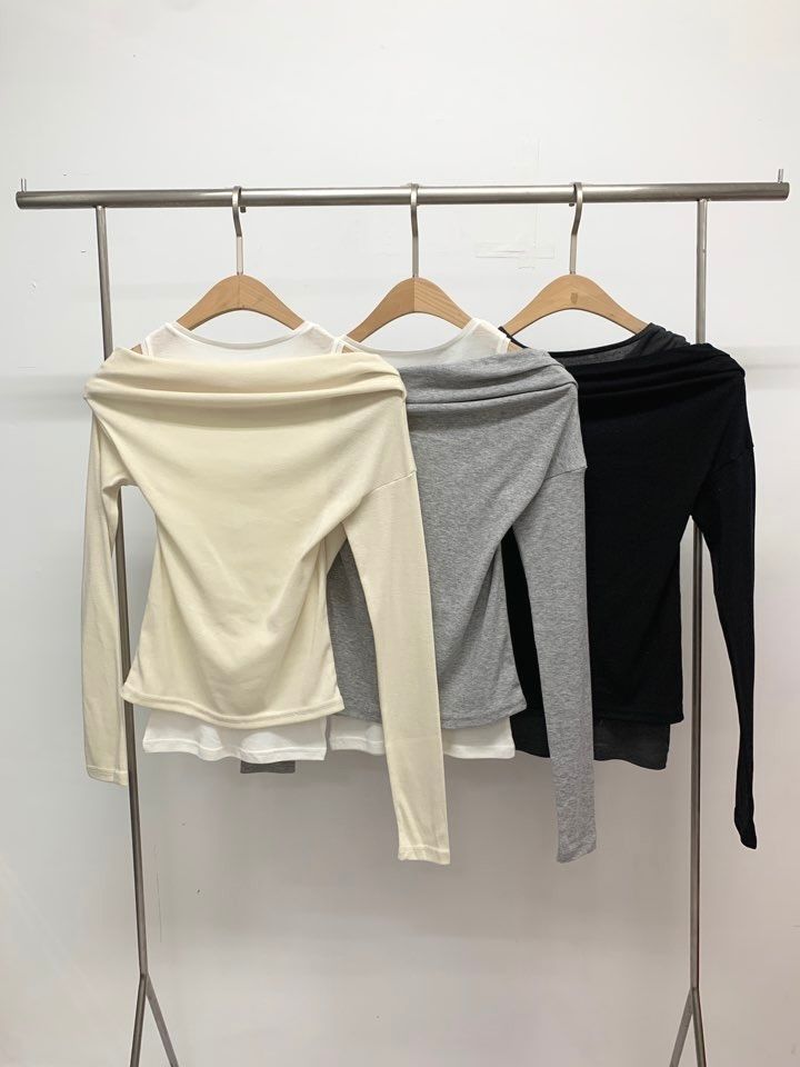 LIVE FOREVER韓國直郵實拍女士新款時尚推薦職業長袖T恤LIVE FOR_EVER長袖T恤圖色3左三色