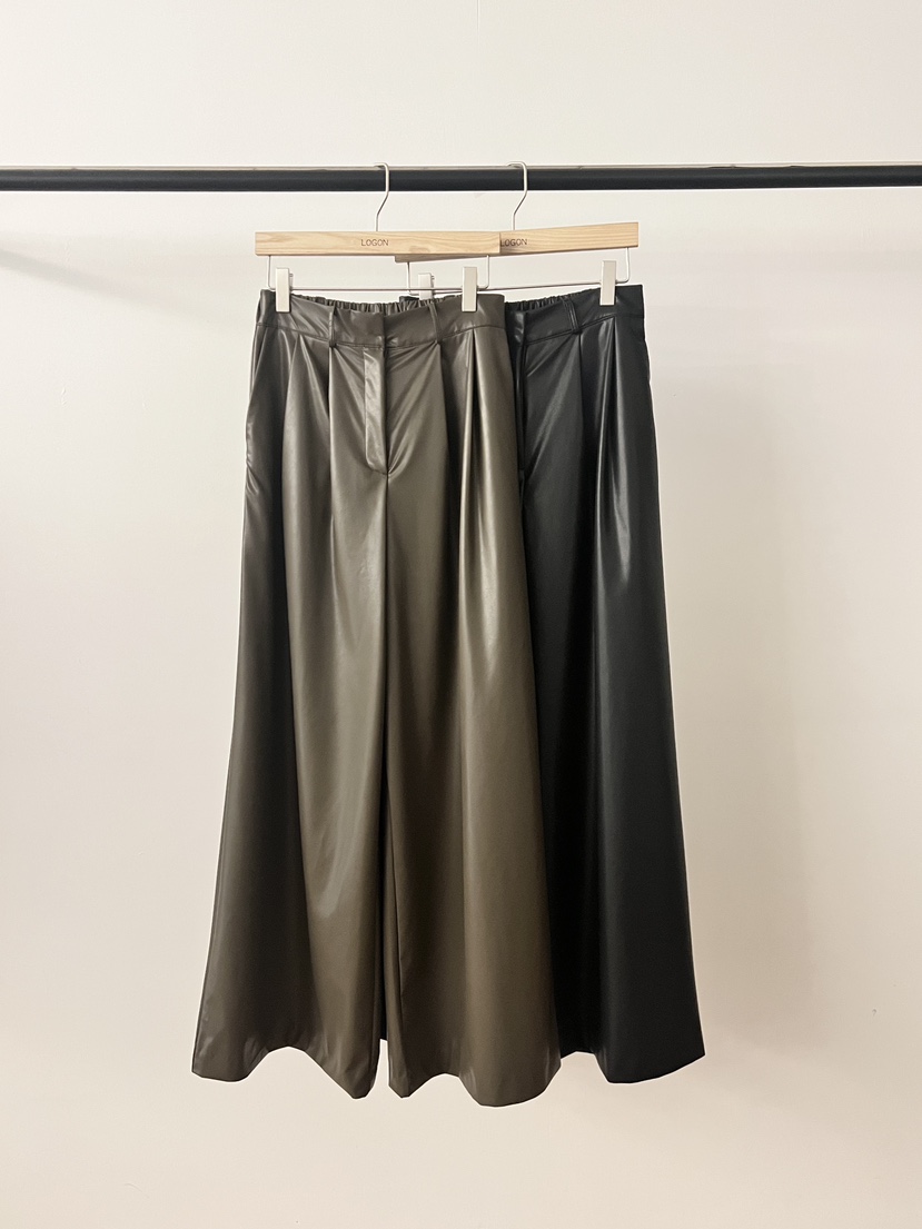 LOGON韓國代購女士新款熱賣職業推薦時尚人氣26春夏休閑褲皮革LOGON休閑褲