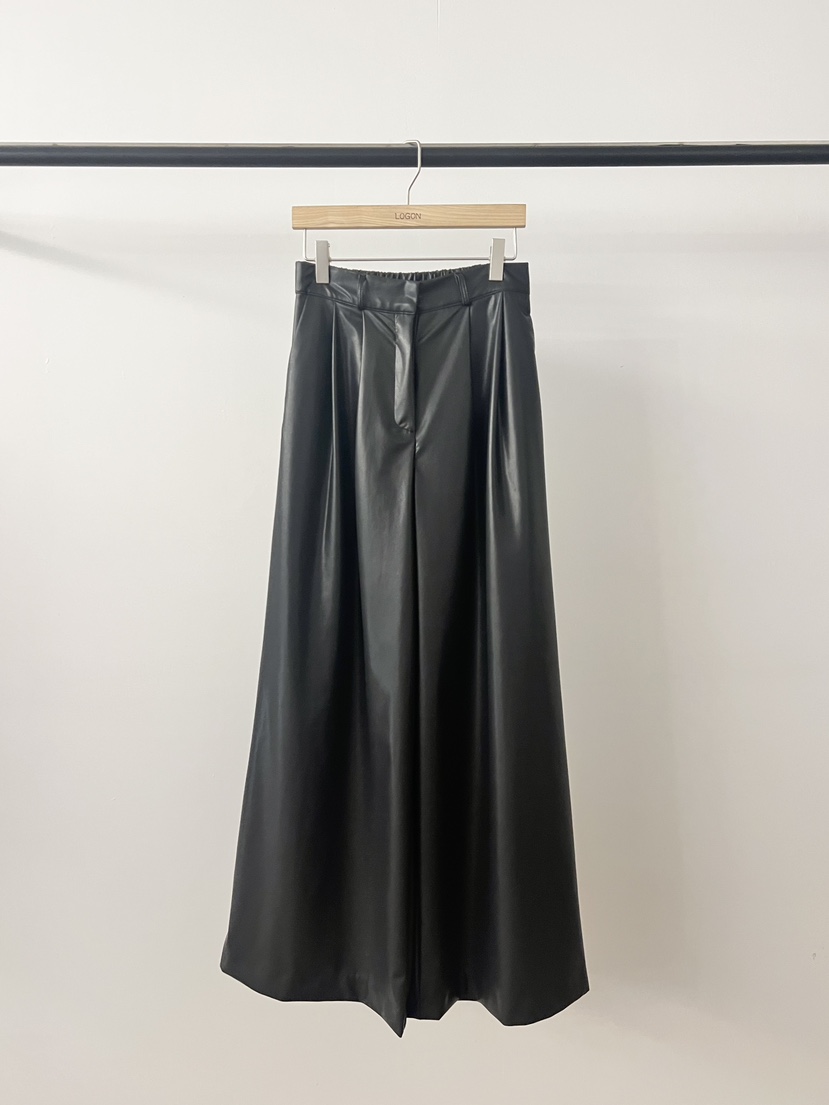 LOGON韓國代購女士新款熱賣職業推薦時尚人氣26春夏休閑褲皮革LOGON休閑褲圖色2