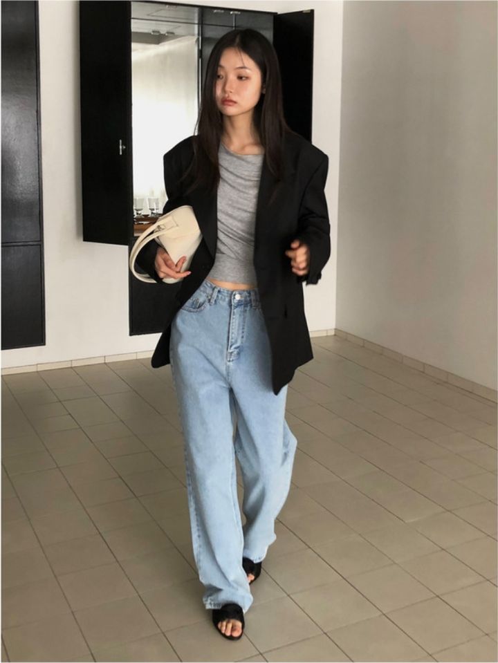 LIVE FOREVER韓國東大門代購女士新品26春夏時尚熱賣牛仔褲LIVE FOR_EVER牛仔褲