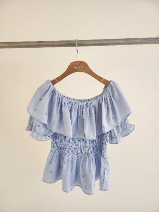 FEMME韓國代購女裝新款熱賣職業時尚26春夏襯衫蕾絲衫刺繡露肩FEMME襯衫/蕾絲衫圖色2