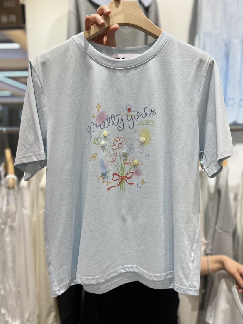 OLA韓國直郵實拍女裝新款熱賣推薦時尚26春夏休閑職業T恤mellor/OLAT恤圖色2