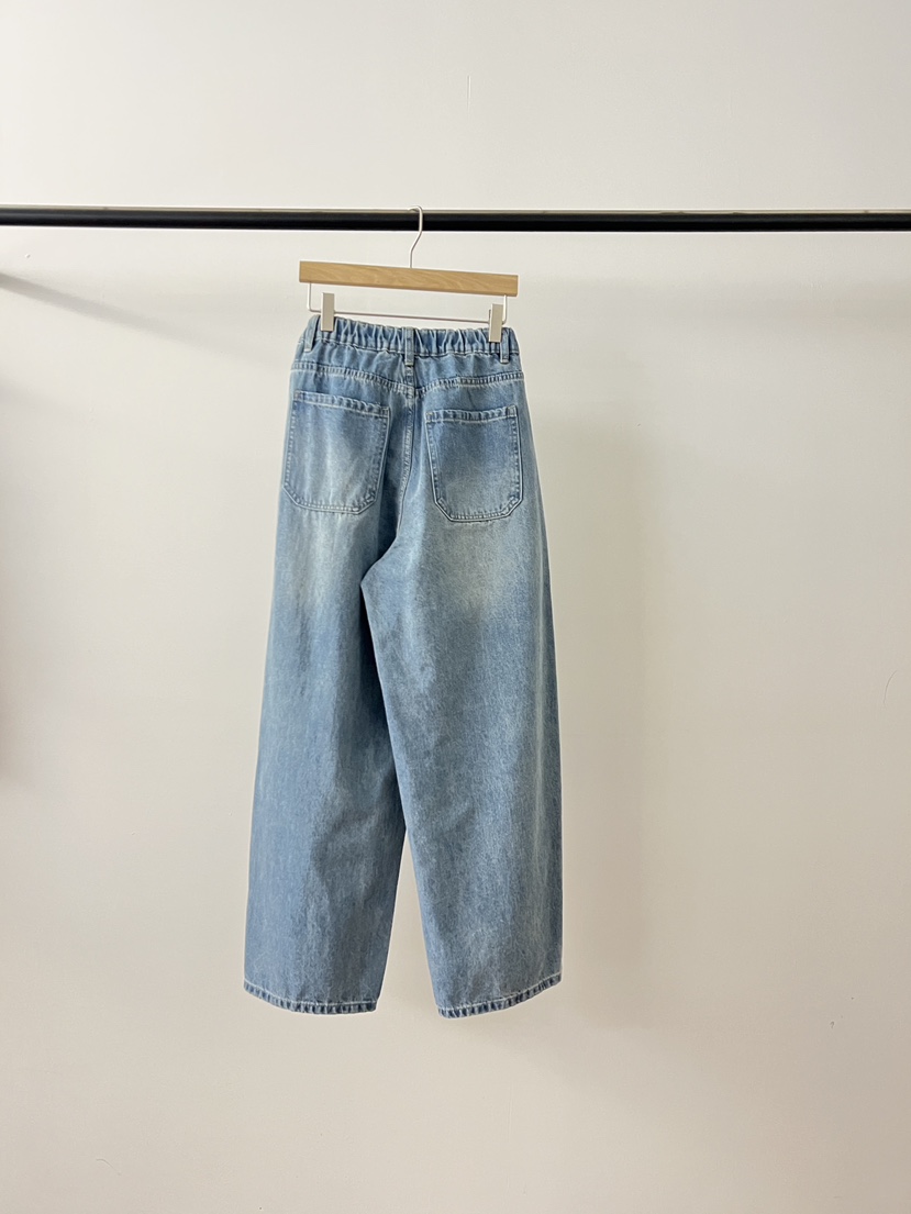 LOGON韓國代購女裝新品時尚推薦休閑熱賣人氣職業牛仔褲褶裥LOGON牛仔褲