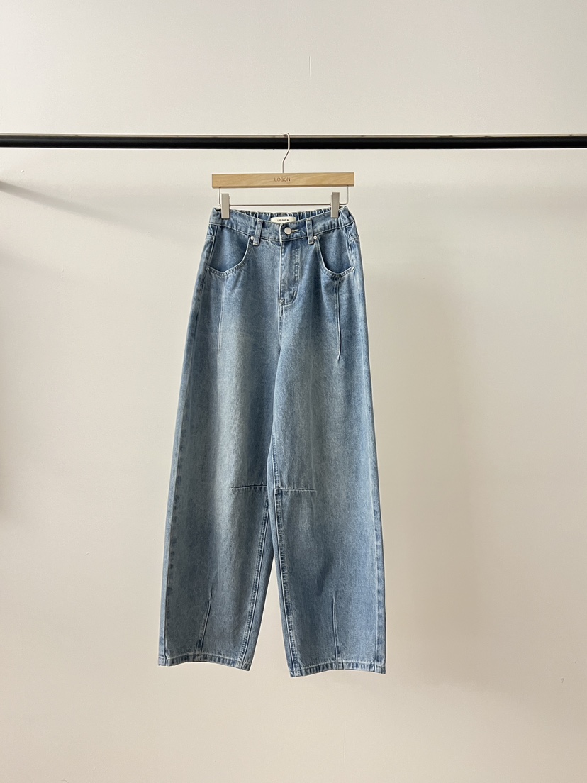 LOGON韓國代購女裝新品時尚推薦休閑熱賣人氣職業牛仔褲褶裥LOGON牛仔褲圖色1