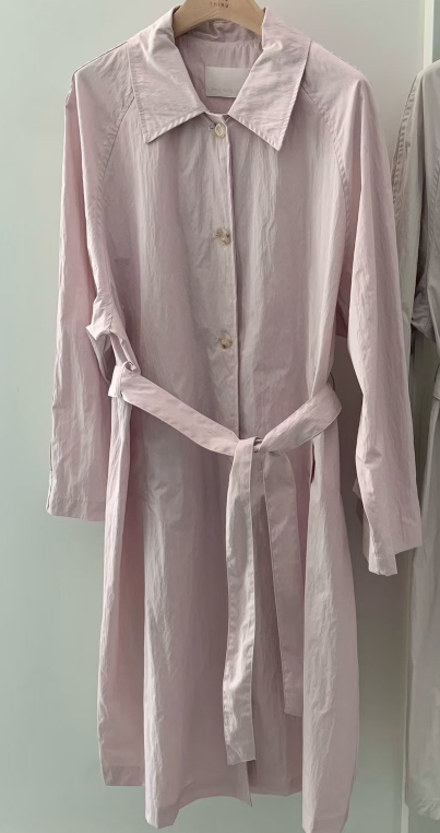 PYT-ot東大門代購女裝新款推薦職業休閑人氣長款風衣含腰帶pretty young thing長款風衣圖色2