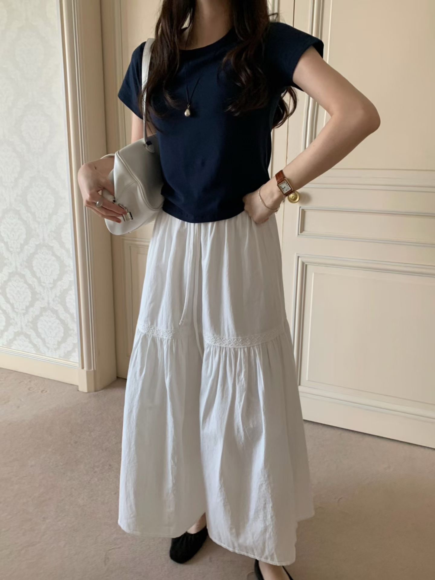 PYT-ot東大門實拍女裝新品26春夏職業休閑熱賣長裙棉質蕾絲pretty young thing長裙