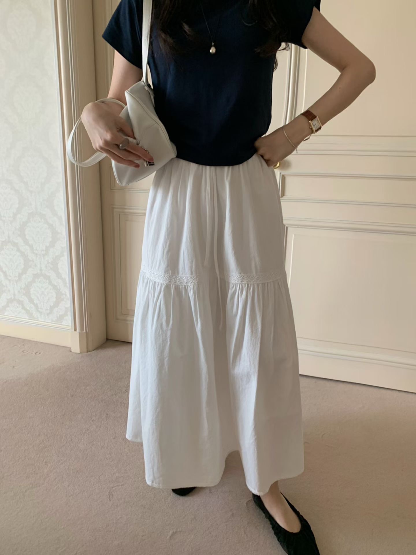 PYT-ot東大門實拍女裝新品26春夏職業休閑熱賣長裙棉質蕾絲pretty young thing長裙