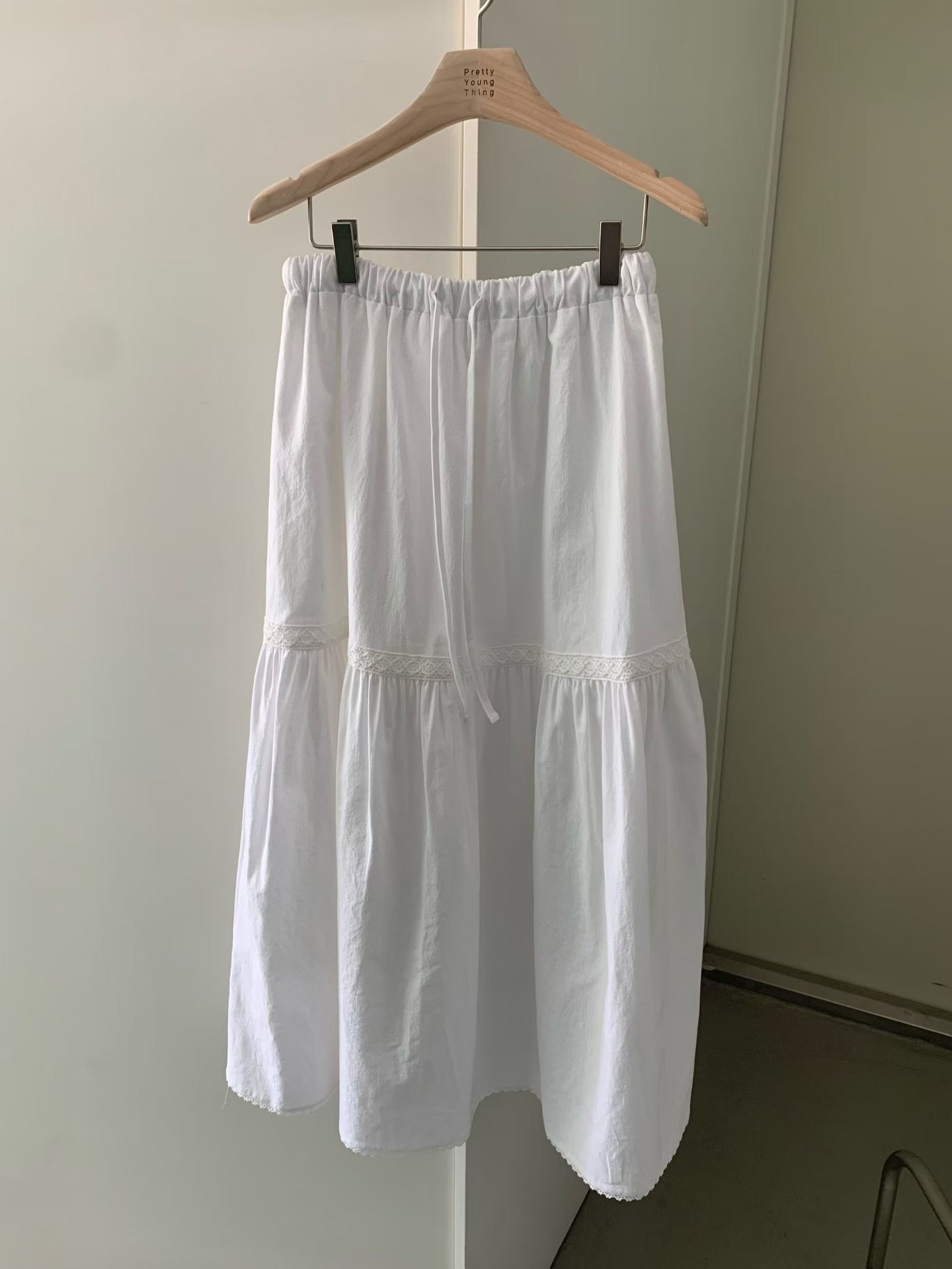 PYT-ot東大門實拍女裝新品26春夏職業休閑熱賣長裙棉質蕾絲pretty young thing長裙圖色1